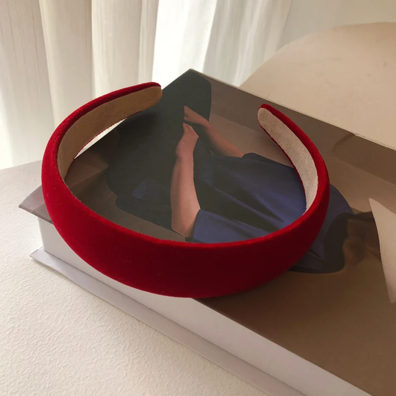 

Solid Color Wide-brimmed Velvet Headbands For Women Vintage Non-slip Thick Hairbands Korean Hair Hoop Bezel Hair Accessories