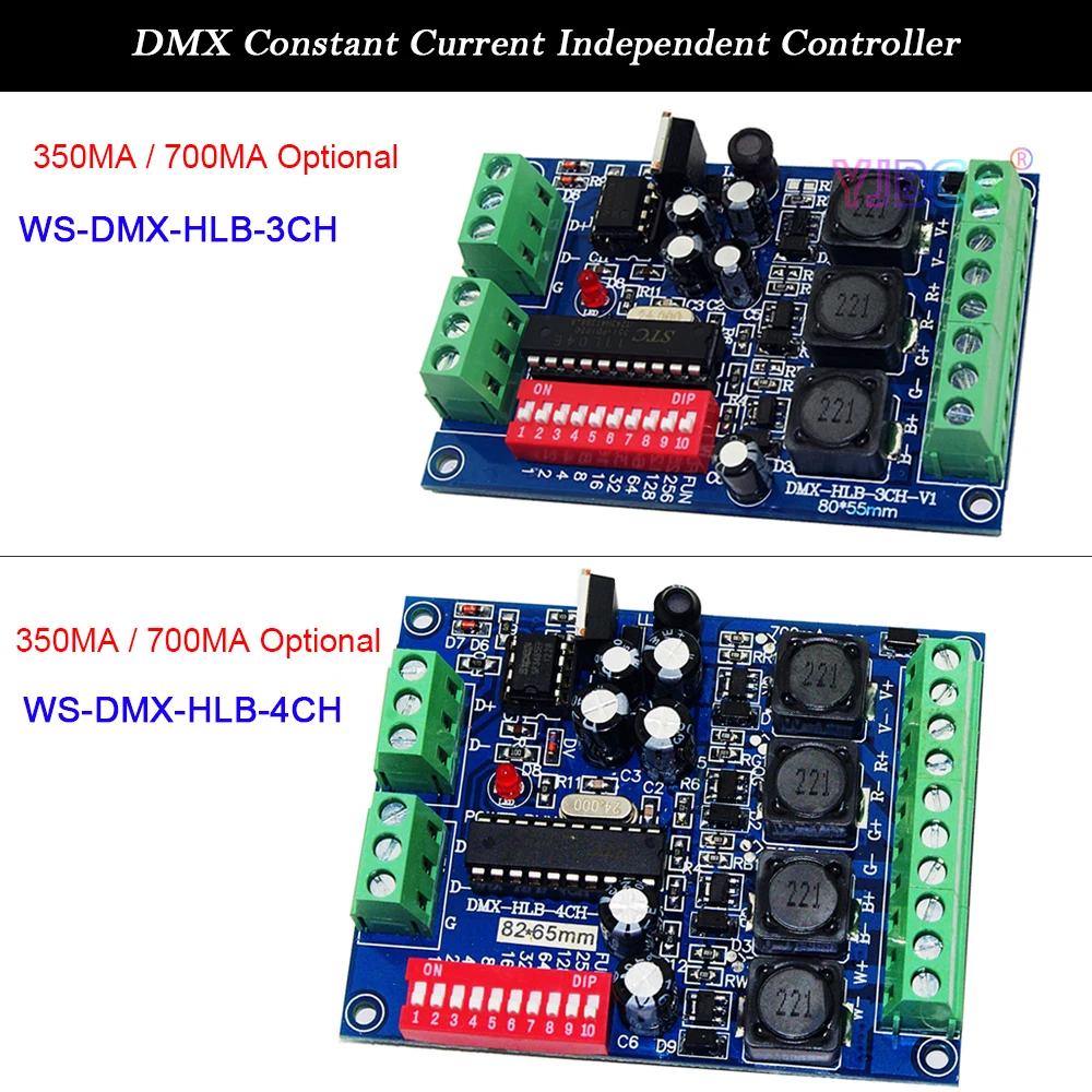 5V-36V DMX512 Decoder 350MA/700MA * 3 CH/4 CH  Channel DMX RGB RGBW LED Light Controller 3/4 group alone led(6pin) Output Dimmer