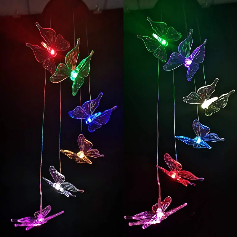 

Wind Chime,Solar Lights Chimes,Butterfly Wind Chimes Led/Solar Wind Chime Outdoor Decor,Yard Decorations Solar Light Mobile,Memo