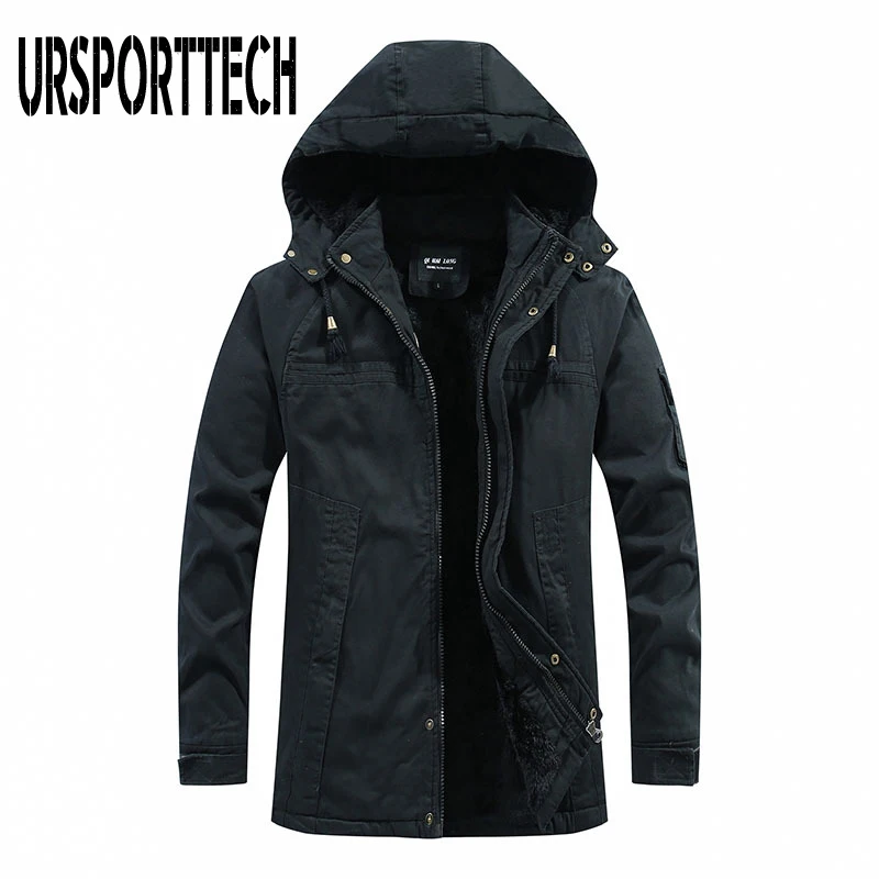 URSPORTTECH Winter Jacket Men Parkas New Casual Warm Men Parka Coat Military Windproof Hooded Jackets Windbreaker Men Coats