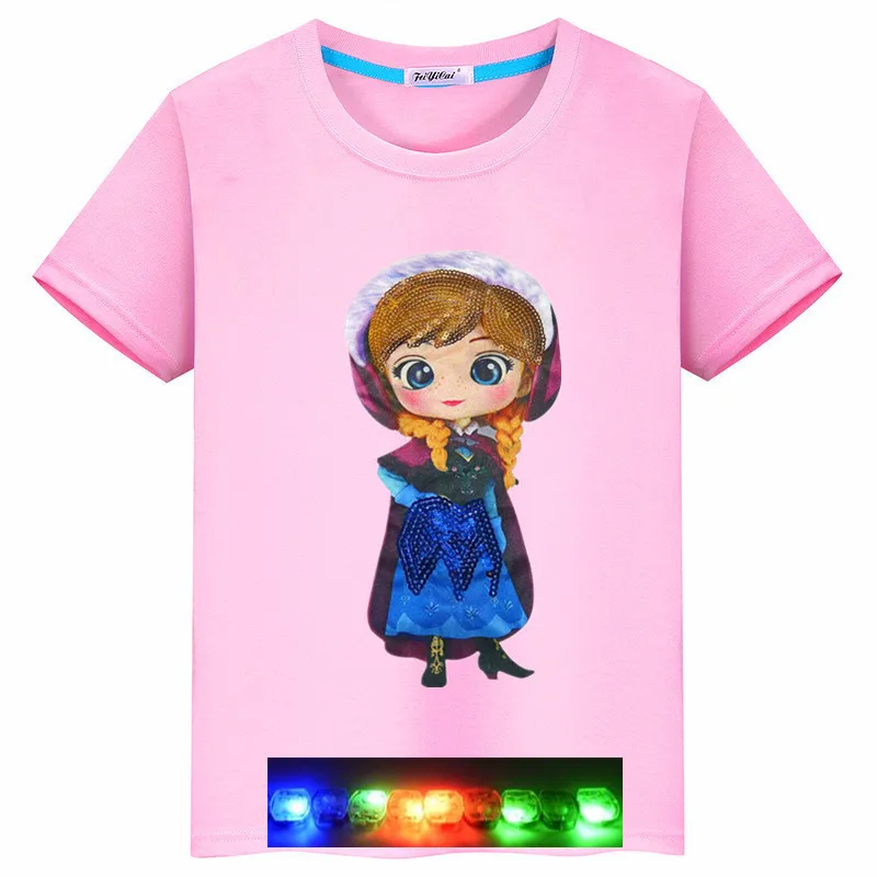 Детская одежда мультяшная серия ледяной снег принцесса может осветить маленькую