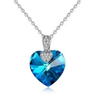 silver heart love crystals zircon pendant necklace birthday gift for women girls