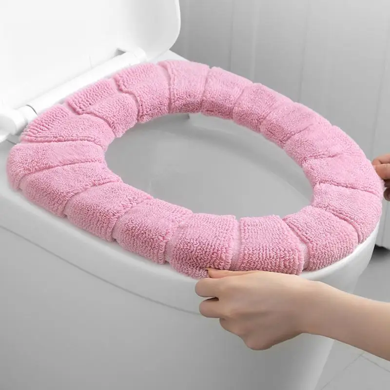 

1 Pcs Warm Winter Toilet Seat Cover Bathroom Tool Pad Washable Reusable Toilet Pad Bathroom Accessories Solid Color Toilet Pad
