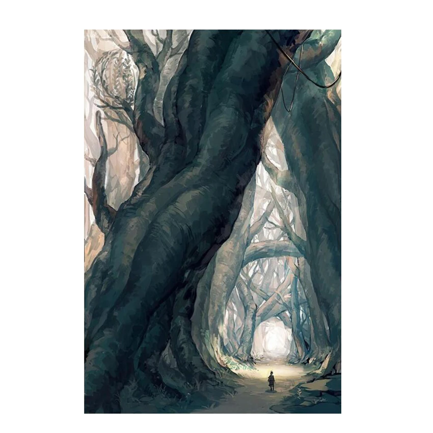 

Handmade one thousand the old tree in the forest landscape oil painting on canvas for home decoration big tree root art painting