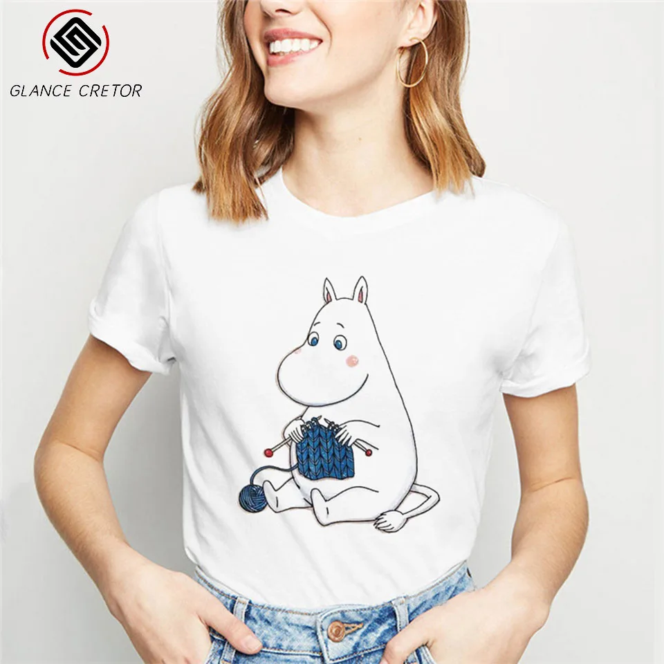 Женская футболка с надписью Moomins day графическим принтом модные Забавные футболки