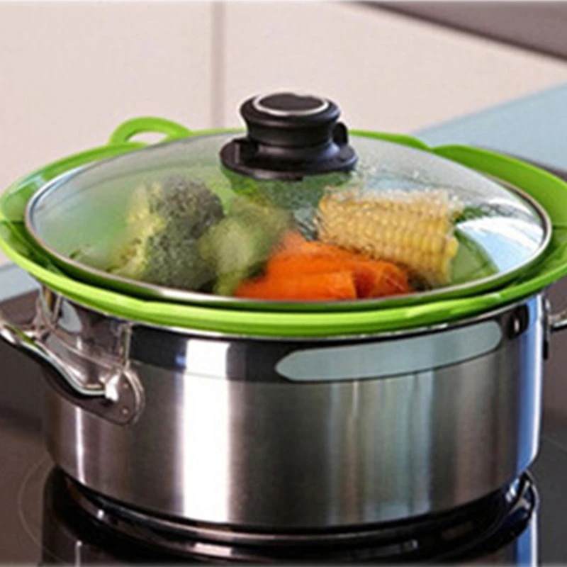 

Multifunctional Silicone Lid Spill Stopper Anti Overflow Pot Cover 25cm Diameter Kitchen Gadgers Cooking Pot Lids Utensil