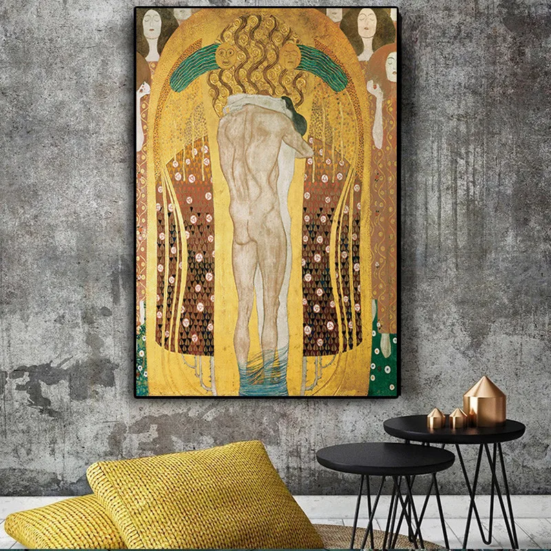 

Beethovenfries Kuss Foto Secession by Gustav Klimt Oil Painting on Canvas Posters and Prints Wall Art Picture for Living Room