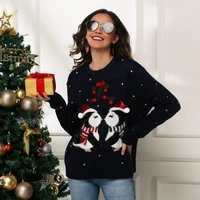 new little penguin jacquard loose long sleeved sweater turtleneck sweater for christmas women clothes 2022 korean fashion
