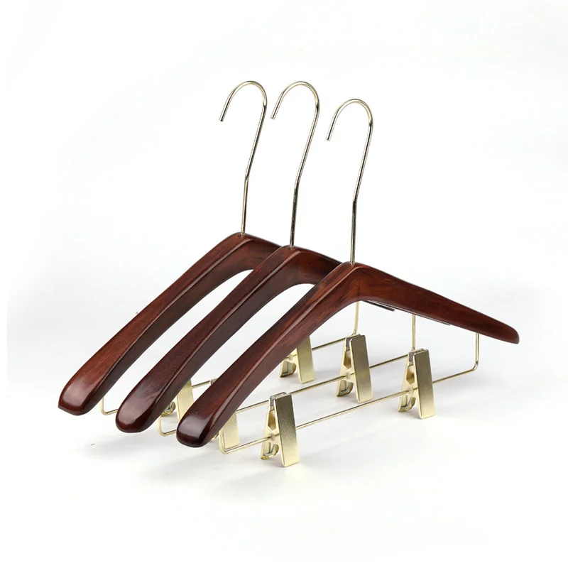 

Hangers for Clothes Luxury Wooden Coat Hanger Garment Display with Gold Clips Long Hook