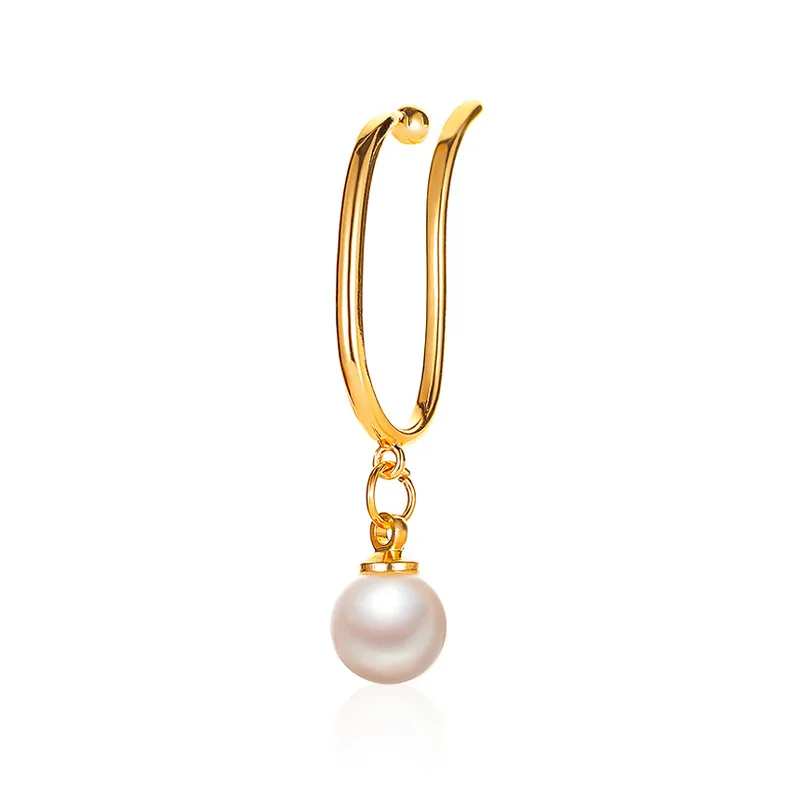 

Unique Non-piercing Pearl Ear Clip Oval Gold Female Cartilage Clip Ear Geometric Earrings Imitating Pearl Accessories Jewelry