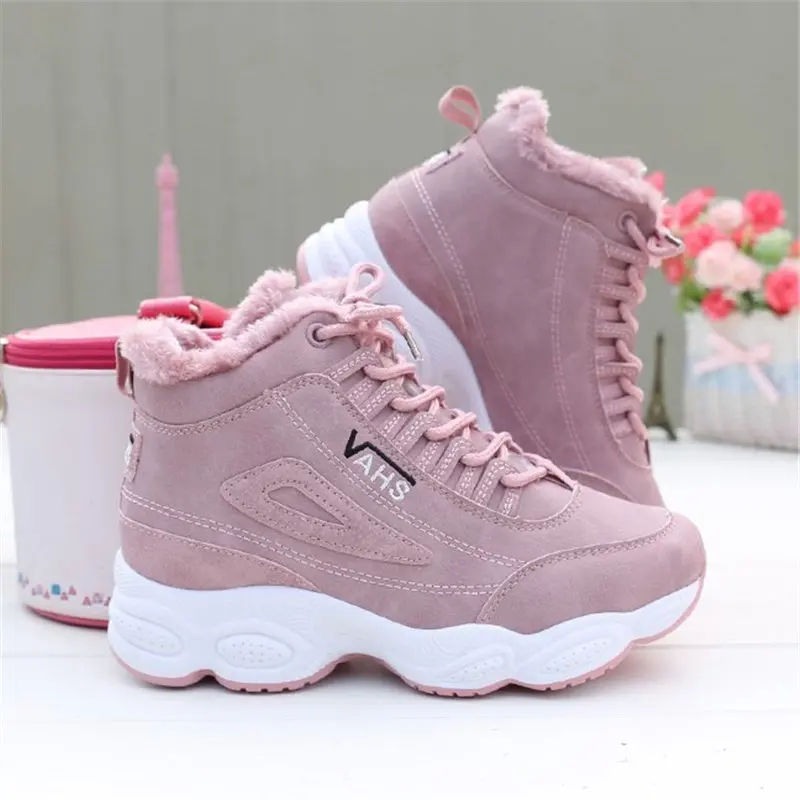 Кроссовки женские зимние с мехом повседневная Уличная обувь Нескользящие теплые