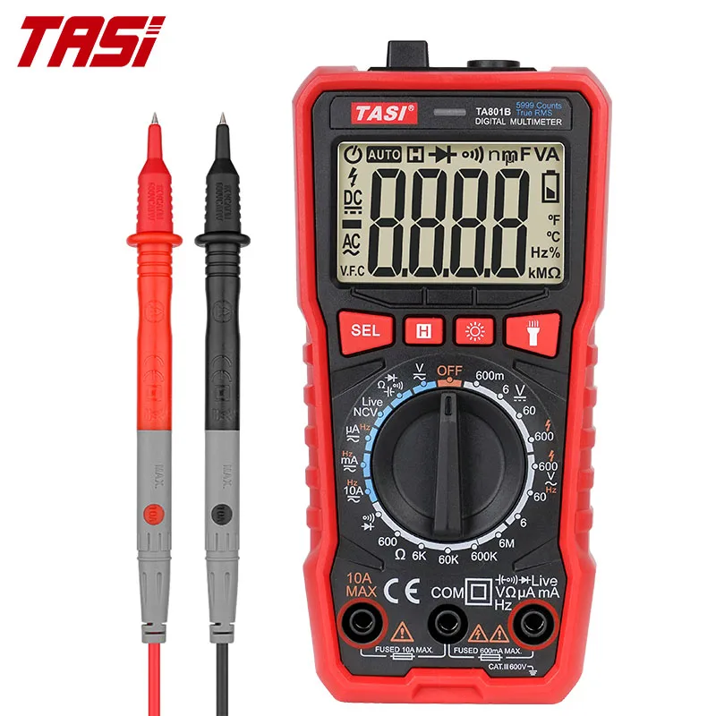Цифровой мультиметр TASI TA801A/B/C/D, миниатюрный Интеллектуальный прибор для измерения постоянного и переменного тока, Бесконтактный индикатор напряжения с автоматическим выбором диапазона, тестер Ом, Гц, измеритель напряжения - изображение