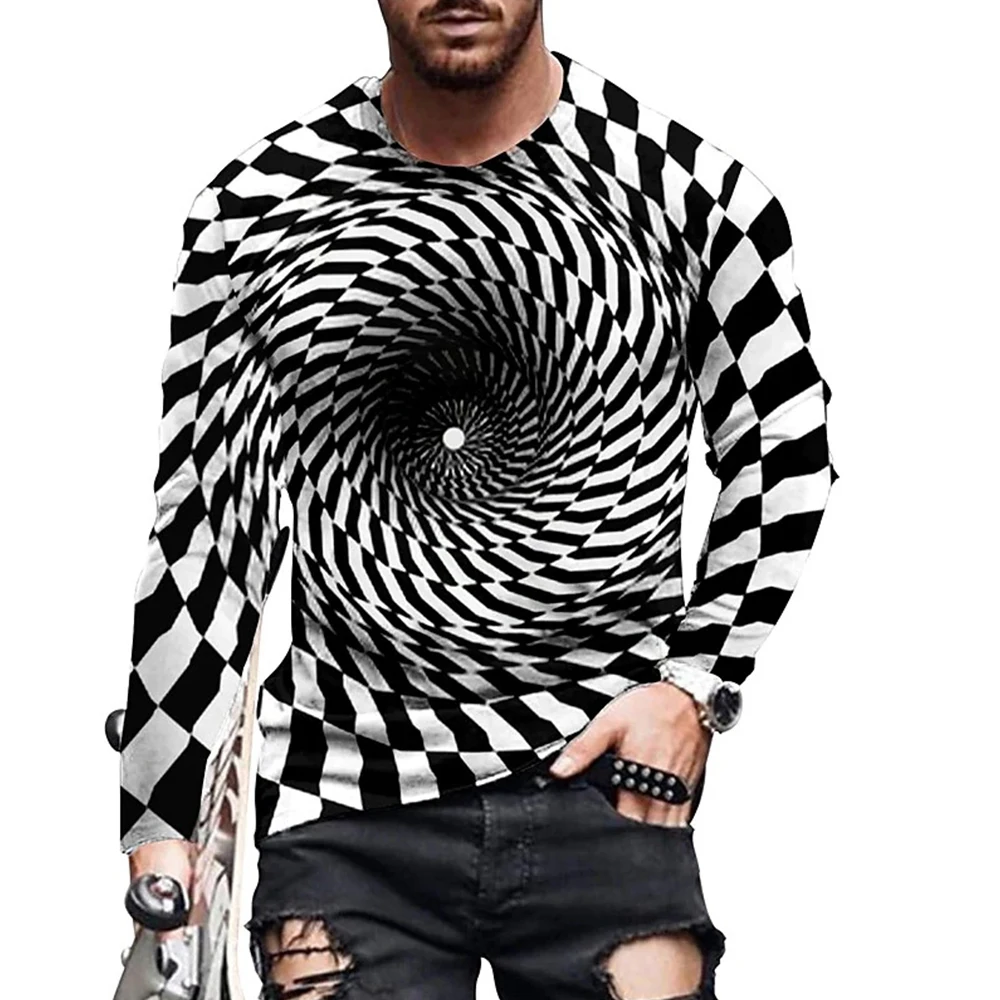 

ZOGAA 2021 New 3D Swirl Digital Printing Men Top Spring Autumn Men O-Neck T-shirt Long Sleeve Blouse S--5XL Plus Size Pullover