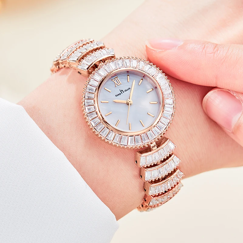 

2021 Best Selling Rose Gold Rhinestone Bracelet Watch Women Small Dial Quartz Wrist Watch Ladies Reloj Fashion Relogio Feminino