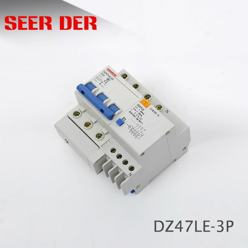 Автоматический выключатель остаточного тока DZ47LE 3P + N 63A 400 В ~ 50 Гц/60 Гц с защитой от