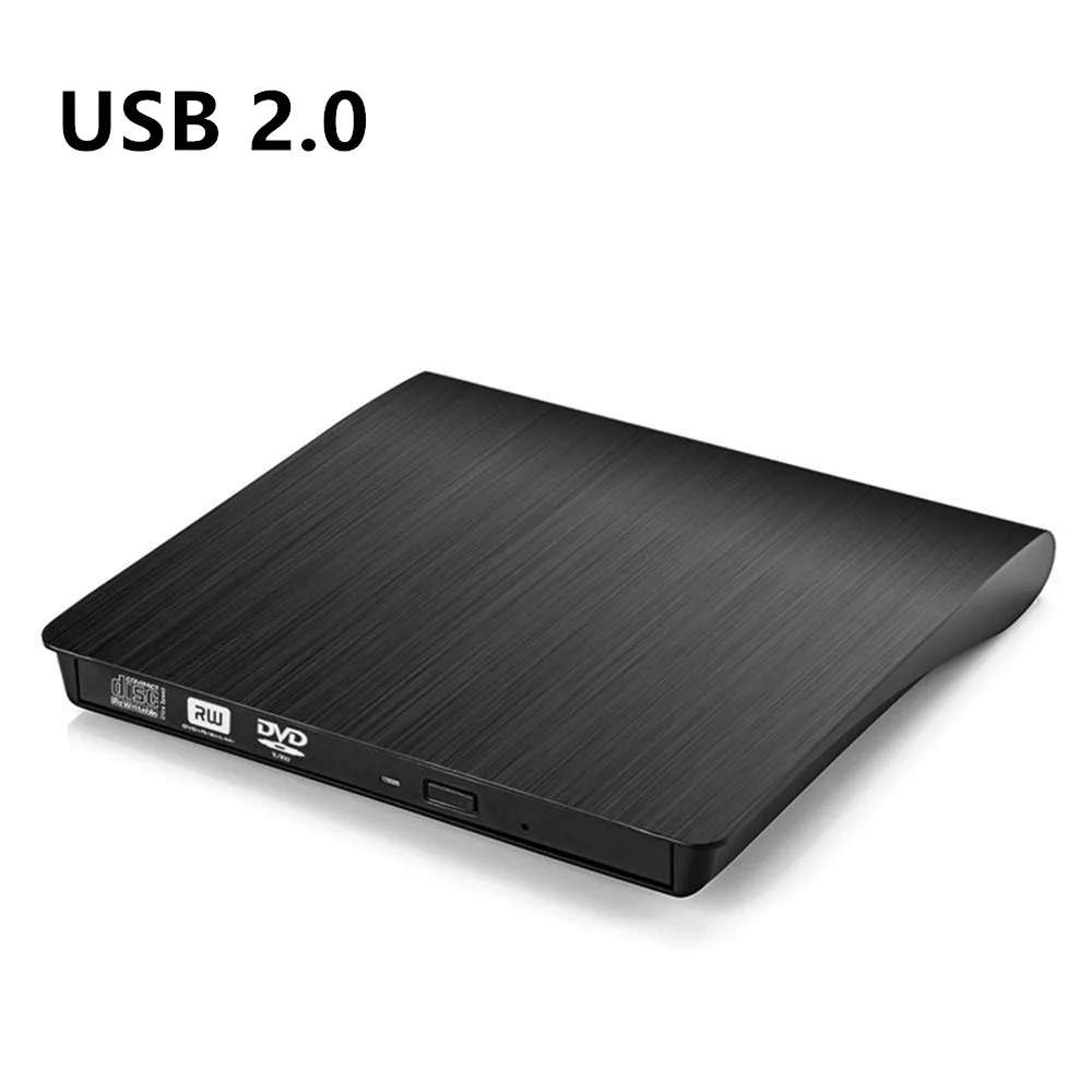 USB 2.0 Black YiYaYo USB 3,0 внешний накопитель DVD-ROM CD-RW DVD-RW горелки Портативный считыватель тонкий для Windows7/8/10 - Цвет: USB 2.0 Black