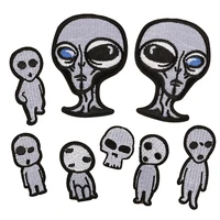 ufo alien skull patch badge iron on patches for clothing stripe sticker on clothes embroidered patches for the clothing applique
