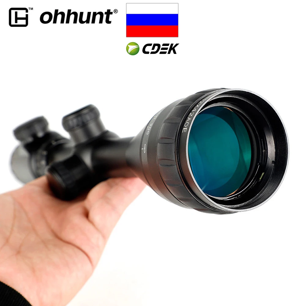 Стеклянный гравированный прицел Ohhunt SNR 4-12X42AOE с красной подсветкой сетчатый