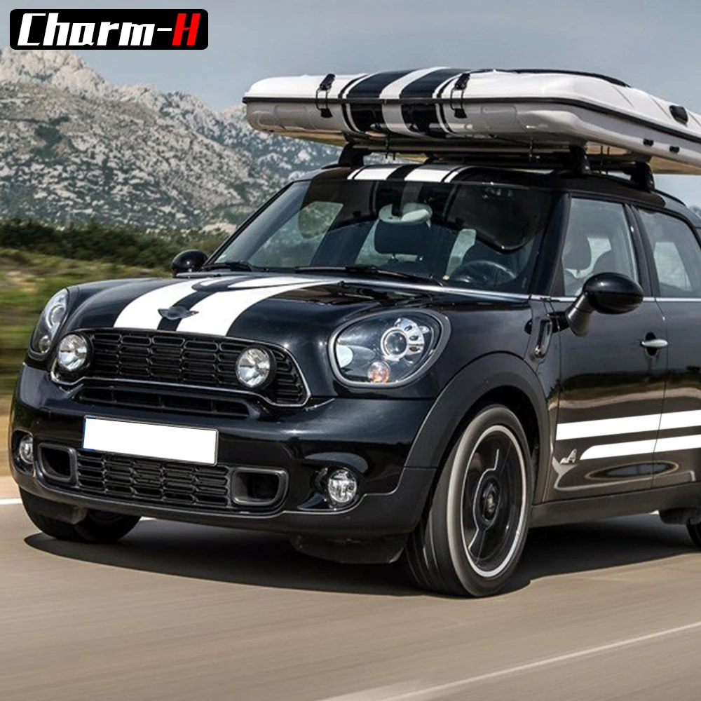 Наклейка Стикеры в полоску комплект для MINI Countryman Cooper S гонки капот магистральному JCW винил Наклейки-белый/черный /красный/золото, чтобы выбрать