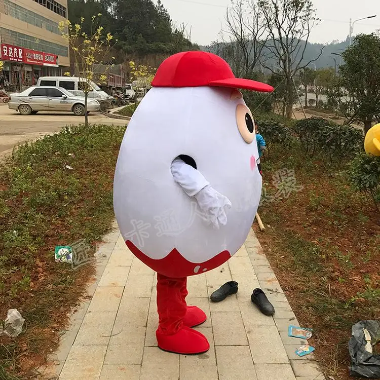 Customise White Egg Mascot Costumes with Red Hat Halloween for Sale Free Shipping | Тематическая одежда и униформа