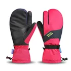 Водонепроницаемые лыжные перчатки для сенсорных экранов, женские зимние толстые теплые лыжные перчатки для взрослых и подростков, ветрозащитные зимние варежки с 3 пальцами