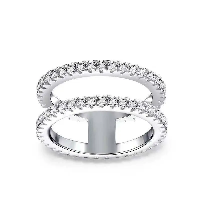 

Fashion Ring Simple Double Layer Rhinestone Rings For Women Wedding Jewelry Gift