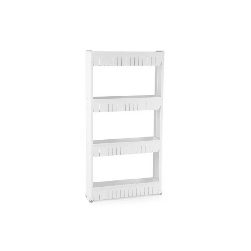 white 4-layers 1/шт зазор для кухонного хранения полка тонкая горка башня подвижная сборка Пластиковая Полка для ванной комнаты колеса пространство 3 слоя высокое качество - Цвет: white 4-layers