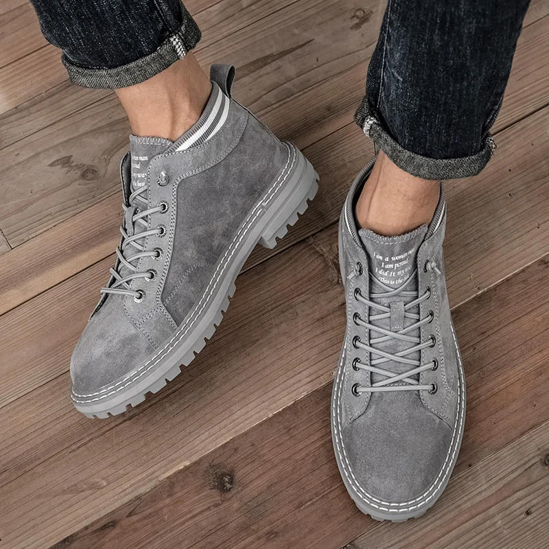 

HKIMDL Winter High Top Sneakers Men Casual Shoes Warm Plush Fur Boots Male Breathable Anti-Slip Ankle Boots Platform Work Boots