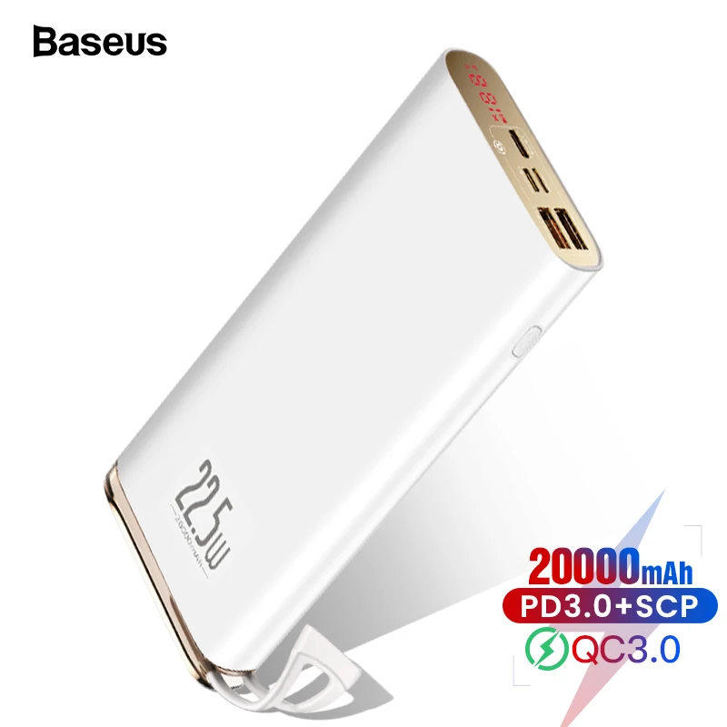 Baseus Quick Charge 3 0 20000 мАч Power Bank USB C PD 5A SCP портативное Внешнее зарядное устройство для