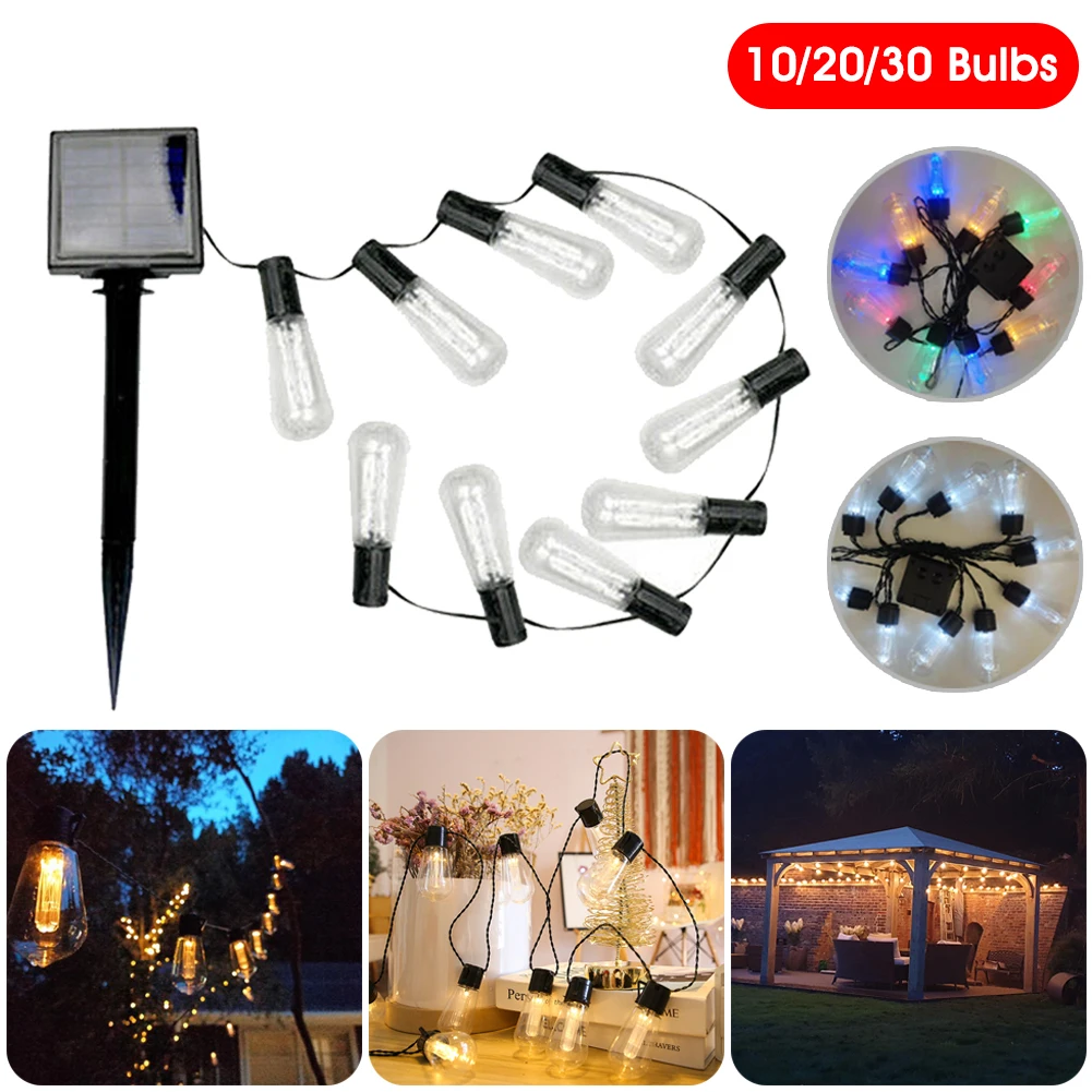 

LED Solar String Lights Outdoor Decoration Light Bulb Waterproof Patio Lamp Holiday Garland garden decoration outdoor lighting