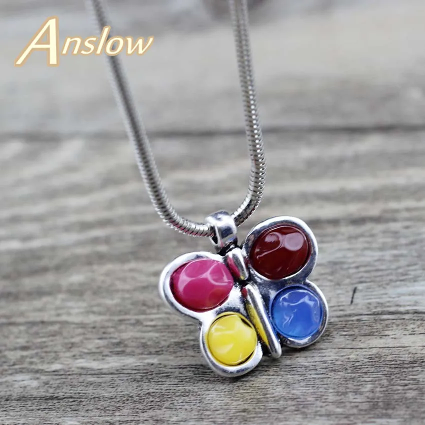 Anslow брендовые модные ювелирные изделия змеиная цепочка Чокеры бабочка кулон