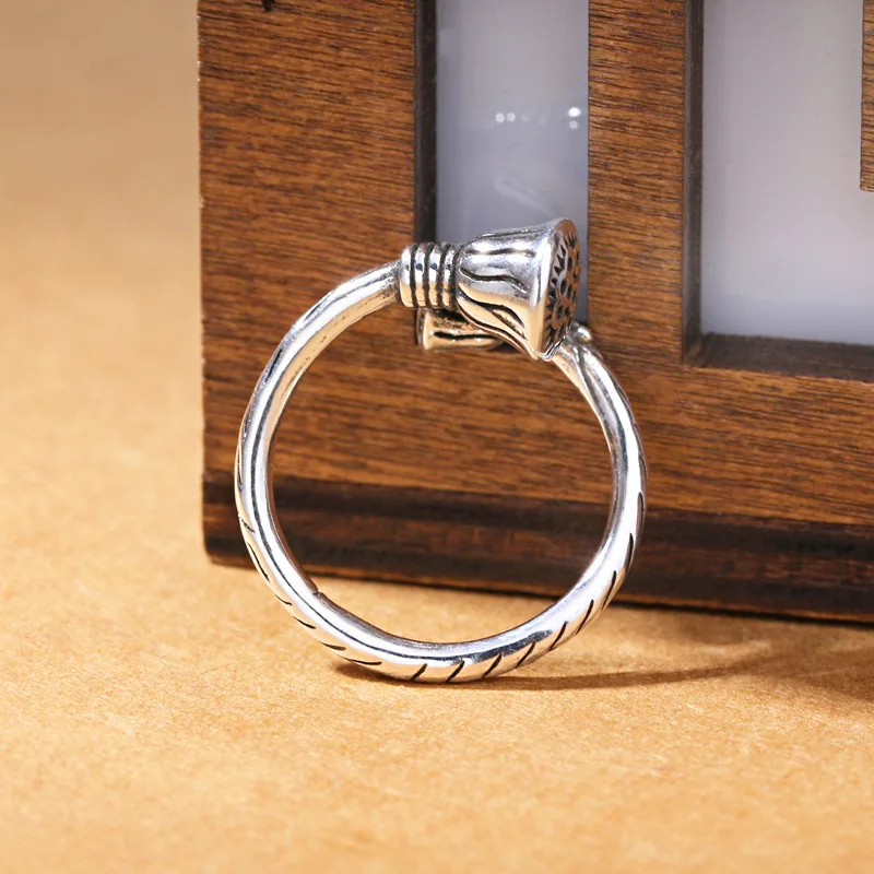 Женское кольцо в виде цветка лотоса серебро 925 пробы | Украшения и аксессуары