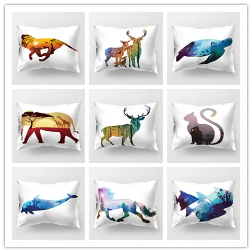 New Fashion Rectangular Polyester Printed Pillow Case Tropical Rain Forest Animal Home Decor Living Room Cushion Cover | Дом и сад