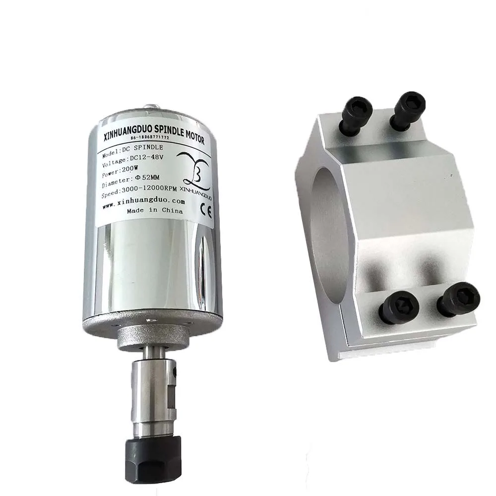 200 Вт шпиндель Мотор 12 V-48 V DC 0.2KW шпиндель с воздушным охлаждением высокого Скорость шпинделя щетка с воздушным охлаждением PCB гравировальный станок и кронштейн