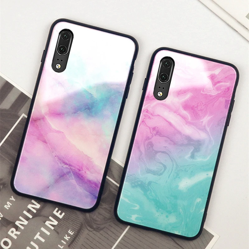 Для samsung Galaxy A10 A20 A30 A50 A60 A70 A80 A90 чехол Мрамор Стекло жесткая накладка на заднюю панель для samsung A50 A70 A30 цветной чехол для телефона