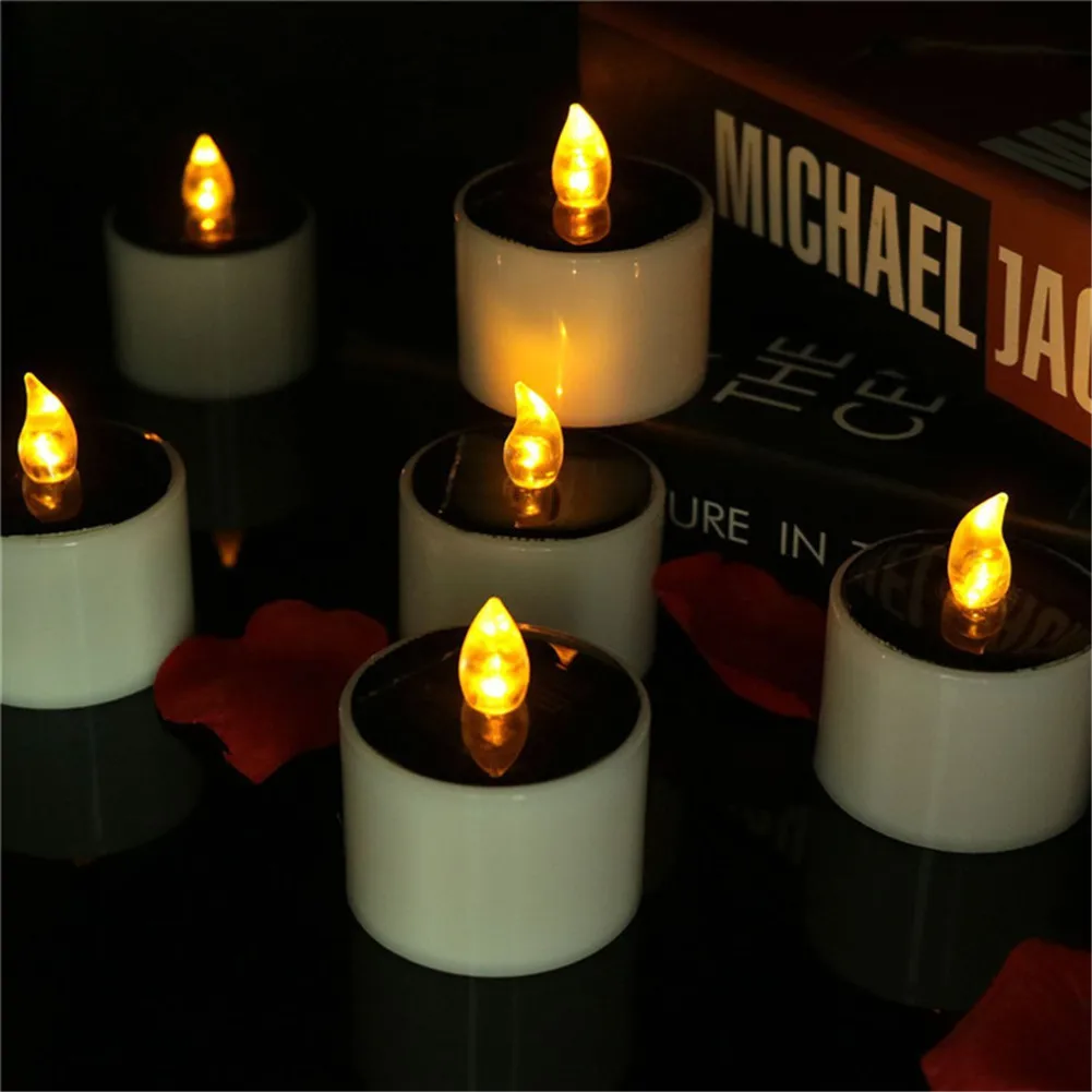 

Waterproof Electric Candle Simulation Flameless Solar Powered LED Candle Light lpfk Candles Holders Home Decor Home Garden 2021