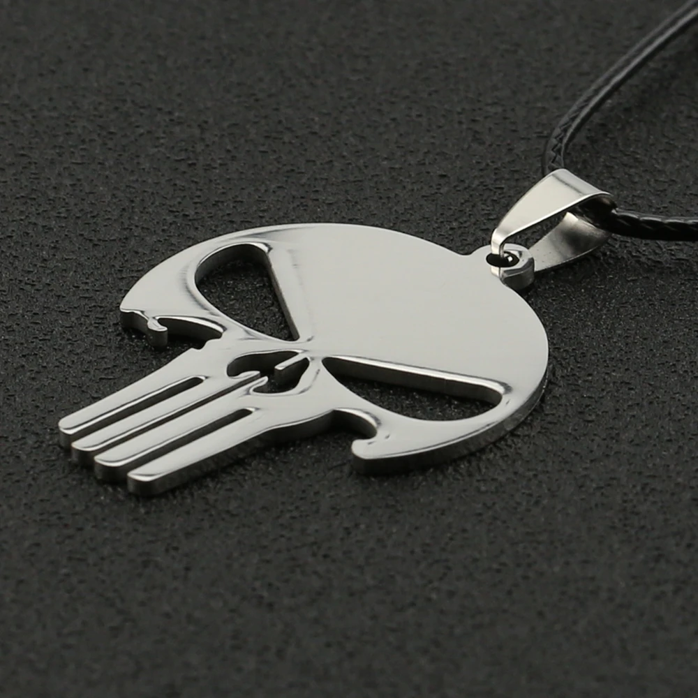 Ожерелье Каратель замок Фрэнка череп глаз кросс-кости армейская серебряная