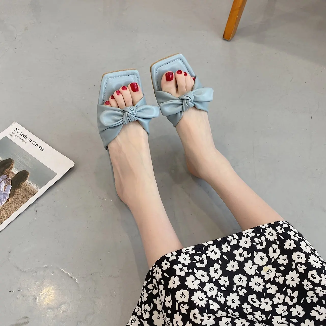 

Shoes Slippers Women Summer Butterfly-Knot Luxury Slides Shale Female Beach Low Pantofle Designer Flat Sabot 2021 Fashion PU But