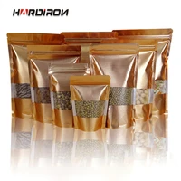 100pcs thick gold front window display zipper bag small dried fruit food storage ziplock moisture proof packaging sealed pouch