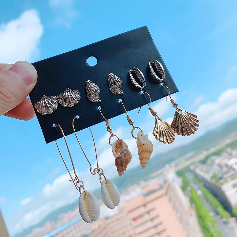 Новые модные висячие серьги-подвески из натуральной раковины для женщин