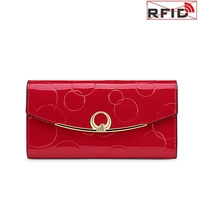 female clutch bag genuine leather wallet for women fashion luxury anti theft rfid purse woman long business card holder