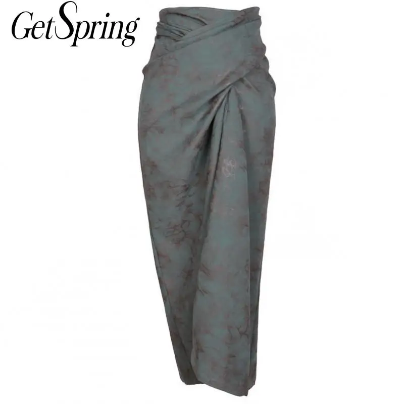 Женская юбка с цветочным принтом GetSpring винтажная высокой талией длинные юбки