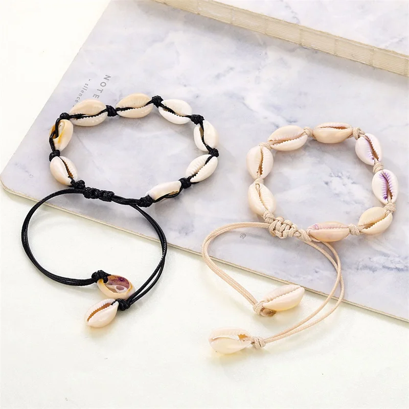 

FNIO Hot Sale Handmade Natural Seashell Hand Knit Bracelet Shells Bracelets Women Accessories Beads Bohemian Beach Bracelet
