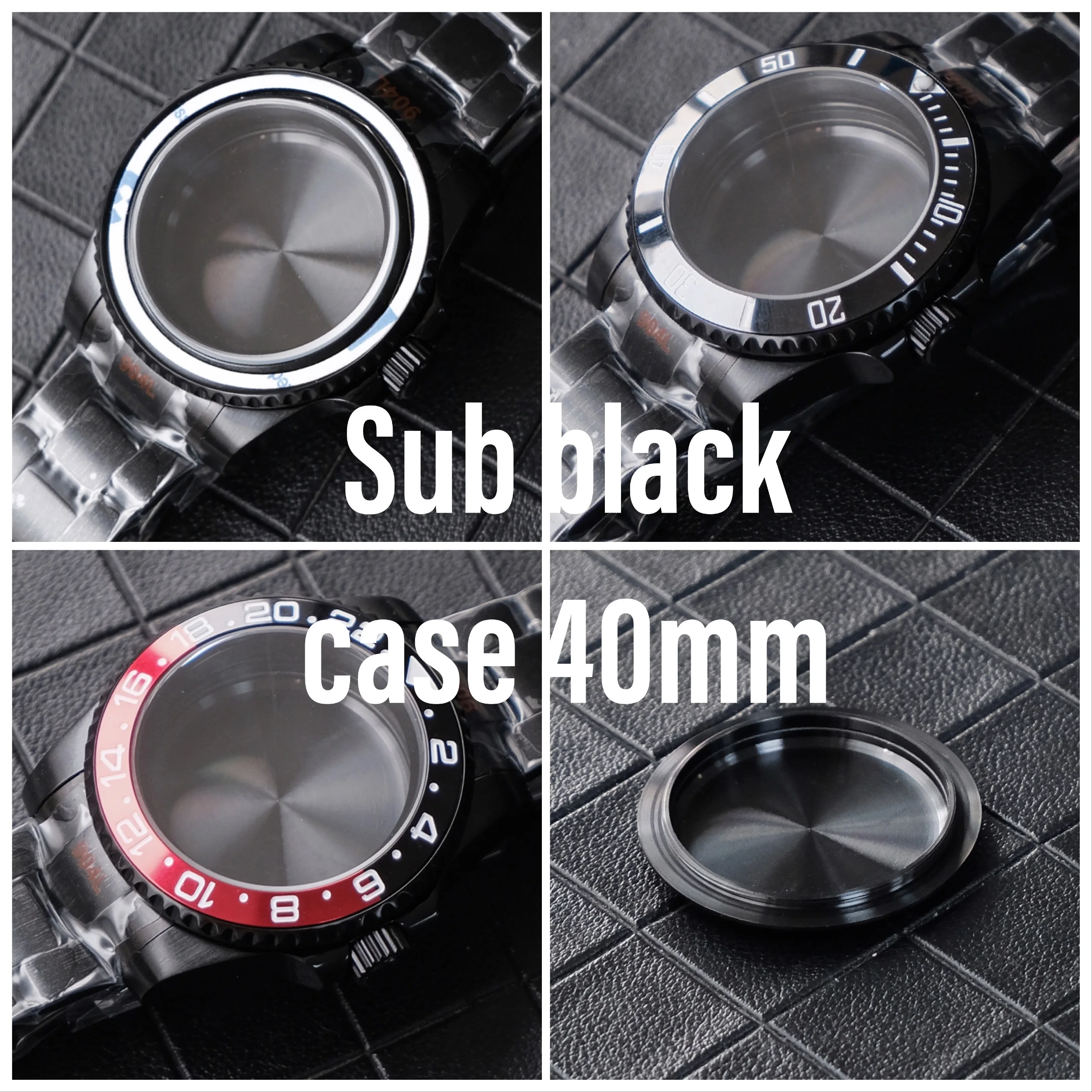 

40mm Sub Stainless Steel PVD Black Case NH35/NH36 Movement Watch Sapphire Glass Mod Accessories 28.5mm Dial Adjustable Watchband