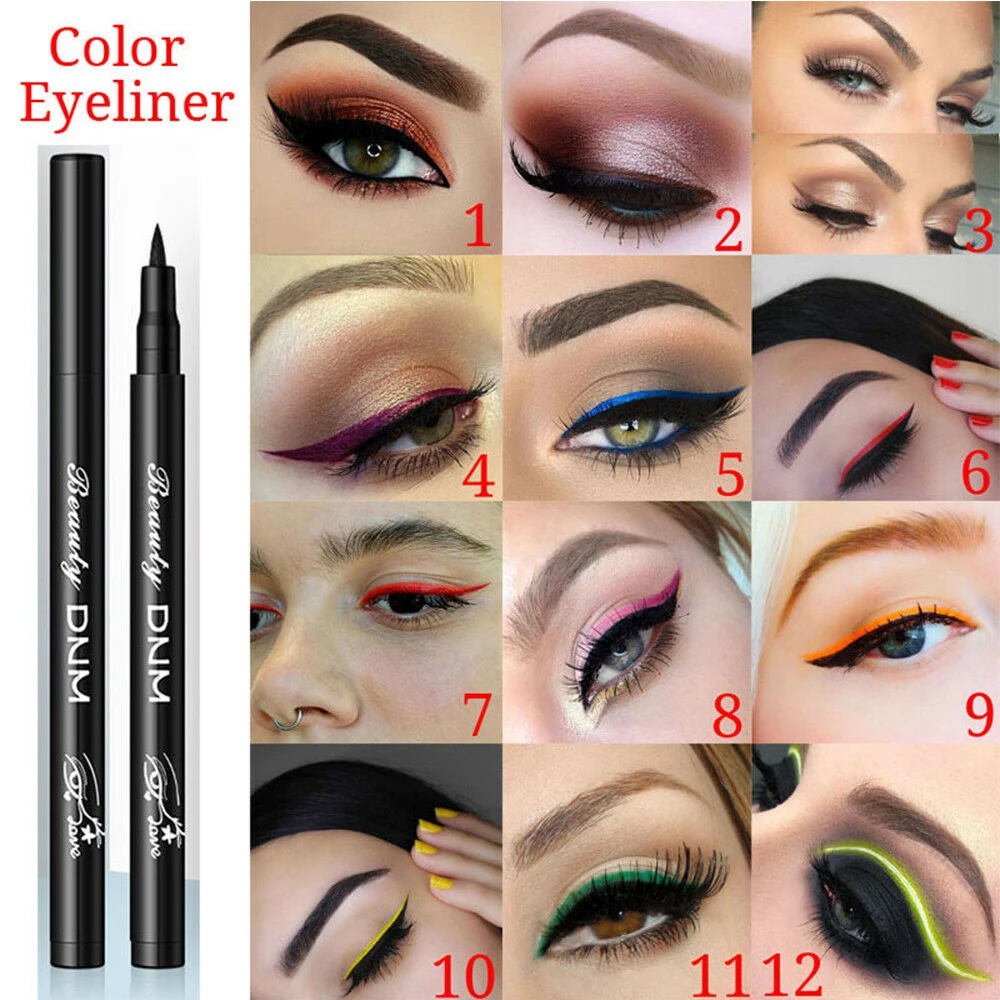 DNM12 Colors Colorful Quick Dry Matte Eyeliner Long Lasting Waterproof Liquid Eye Liner Blue Gold Brown Make up Tool |