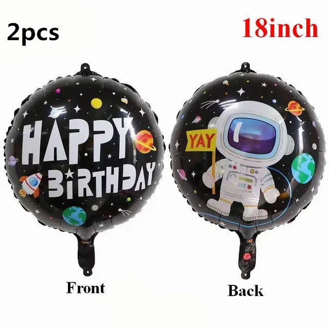 2pcs 18inch black 1 шт. воздушный шар из фольги в космическом космосе для маленьких мальчиков, игрушки с днем рождения и планетой, вечерние украшения для изучения земной тематики - Цвет: 2pcs 18inch black