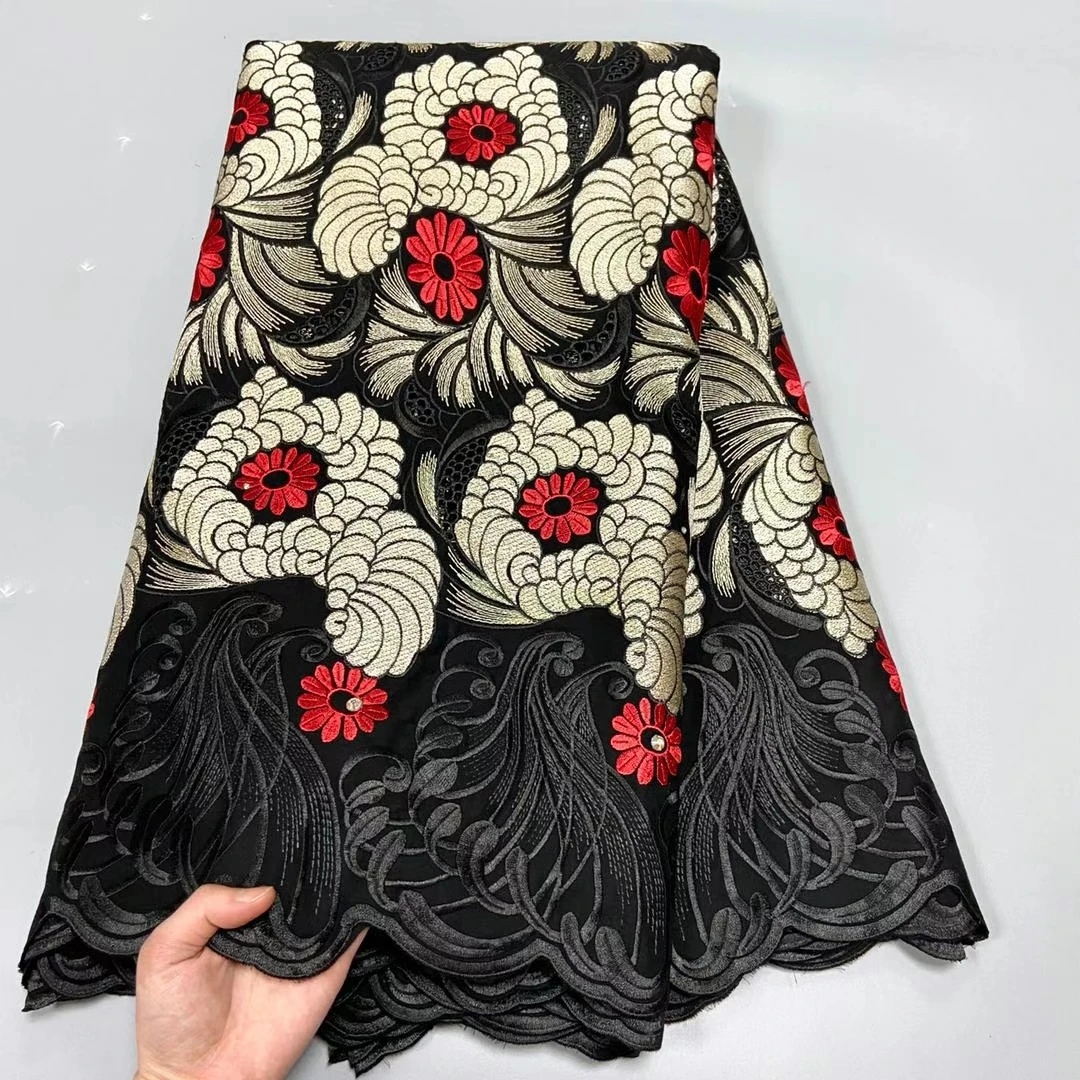 

2021Calssic Embroidery Voile Lace Latest 100%Cotton Soft Superior Quality African Swiss Fabric Party Dress NN738_F