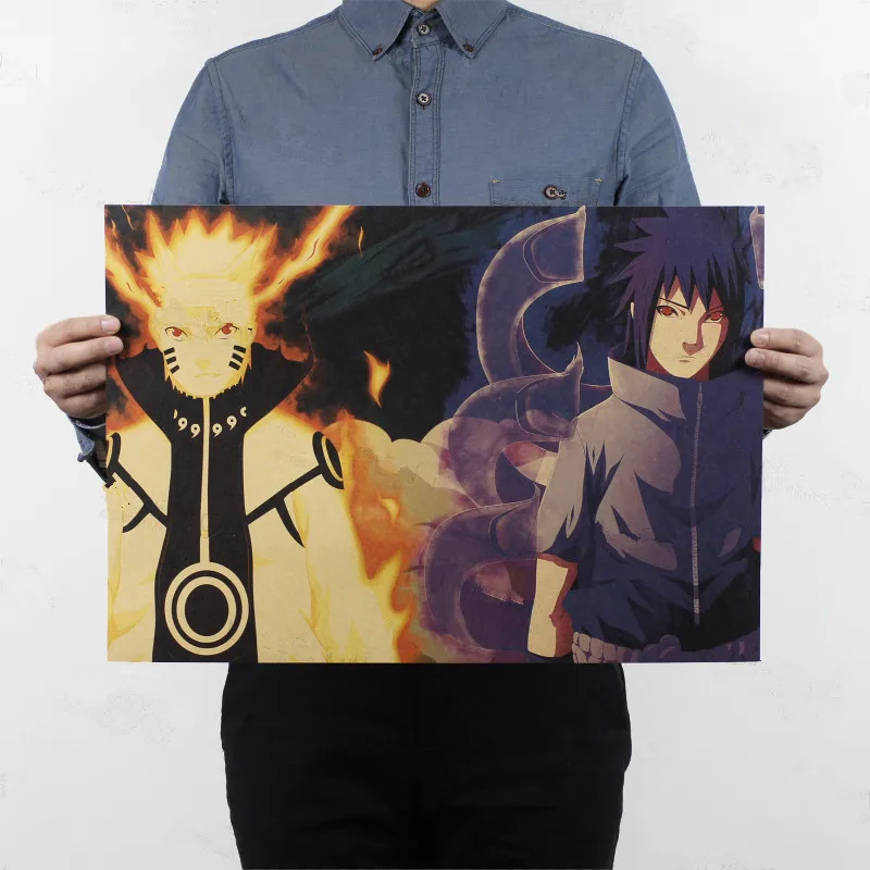 Уютный момент аниме мультфильм Узумаки постер Naruto Винтаж крафт бумага комиксы Наруто живопись Бар Детская комната Декор 50*35 см