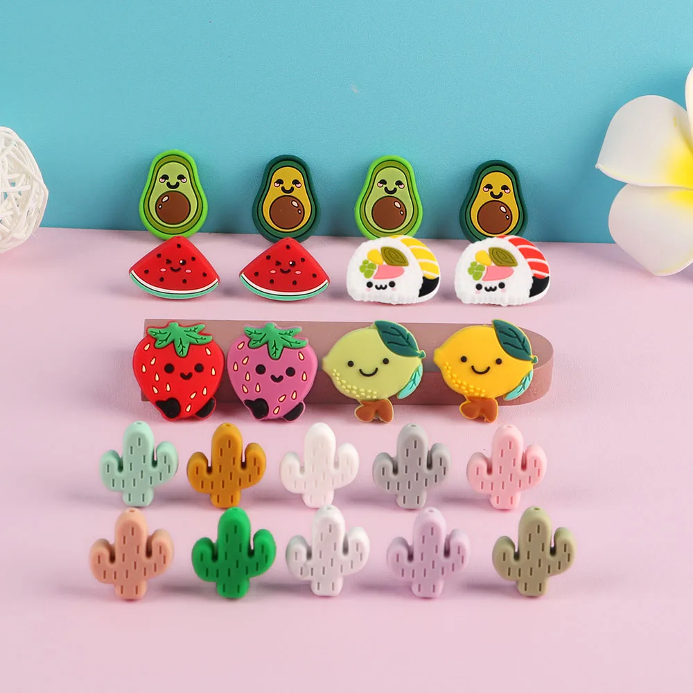 

25mm 10pc/lot Cactus Silicone Beads Baby Teething Beads Pacifier Chains Necklace Accessories Food Grade Nursing Chewing BPA Free