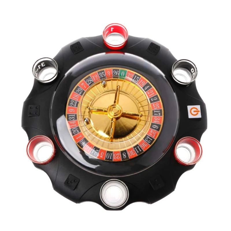 

6hole Bullet Cup Roulette Spinning Game Gambling Wine Glass Turntable KTV Bar Party Creative Tools Barware Rotate Drinking Tray